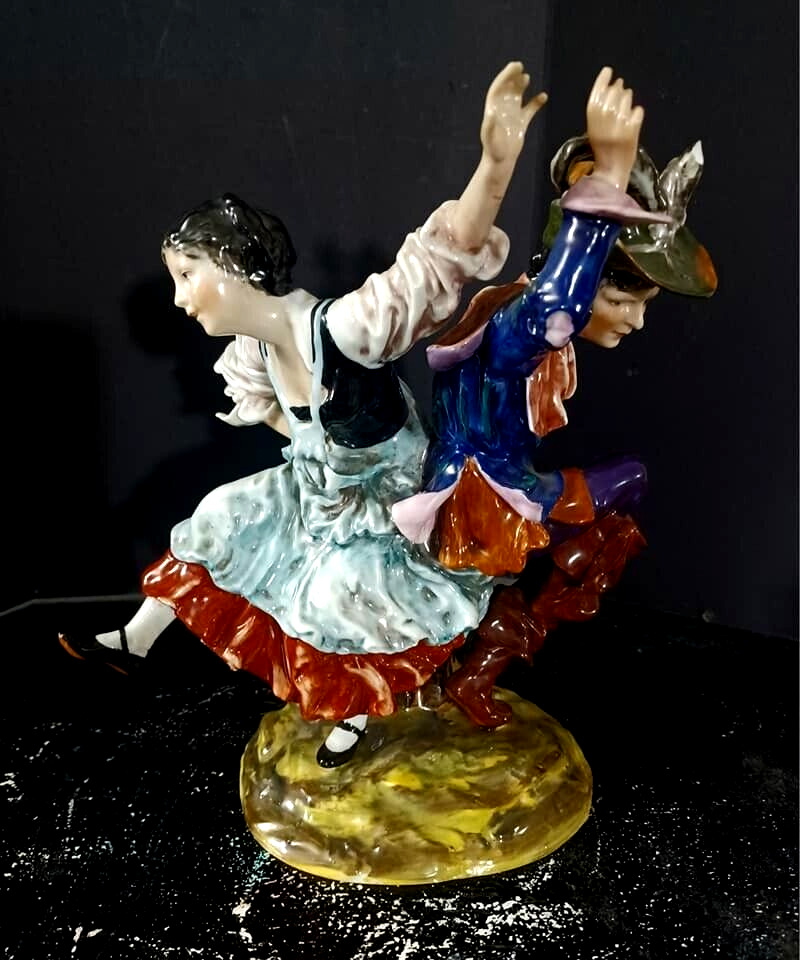 Antique German Potschapell Porcelain Dancers, 9.25\