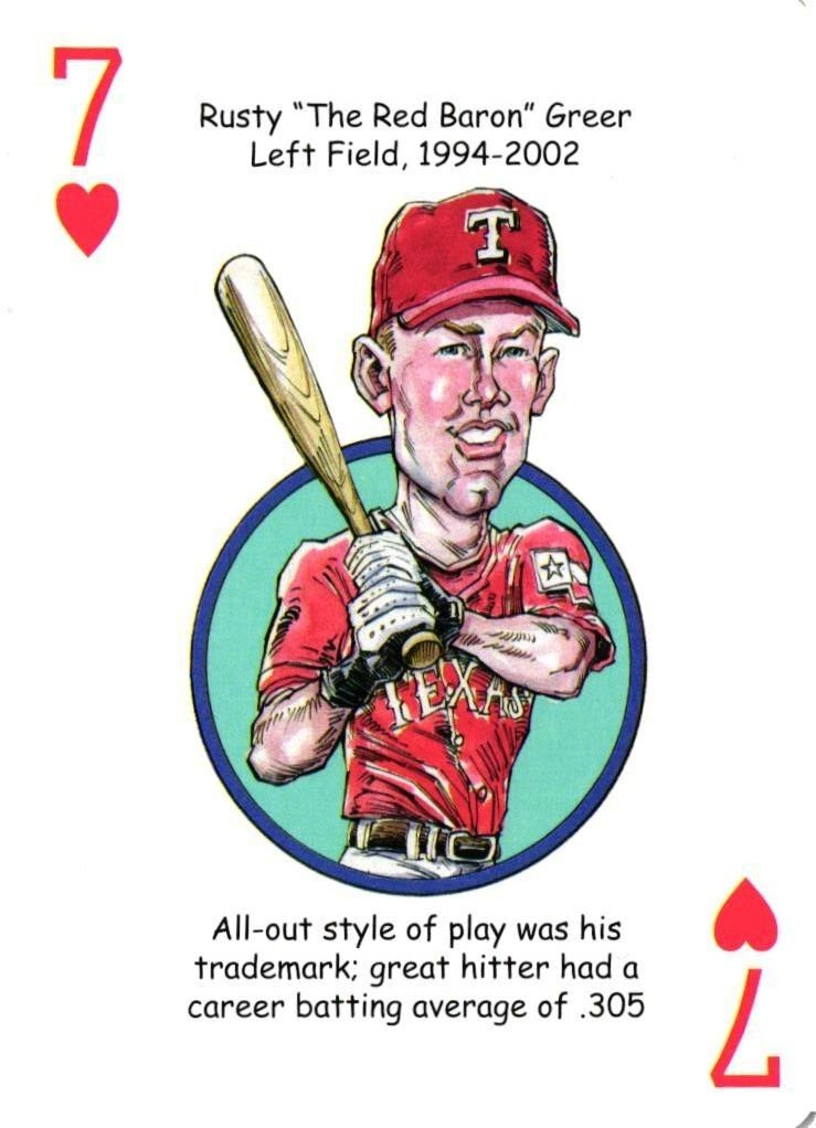 Rusty Greer Left Field Texas Rangers Single Swap Playing Card