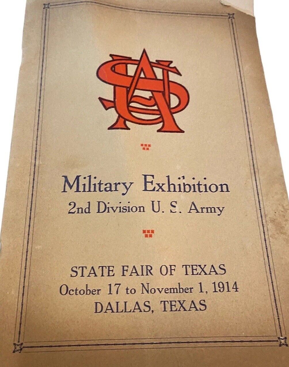 Vintage State Fair of Texas 1914 United States Military Army Exhibition Program