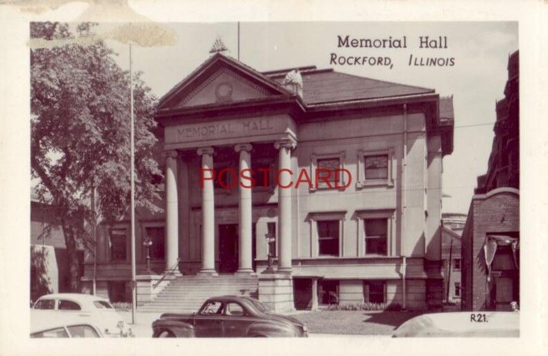 RPPC - MEMORIAL HALL, ROCKFORD, ILLINOIS circa 1945