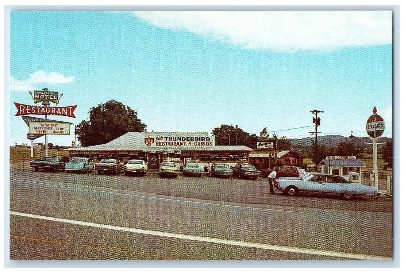 c1960's Cox's Thunderbird Motel Restaurant Cars Canon City Colorado CO Postcard