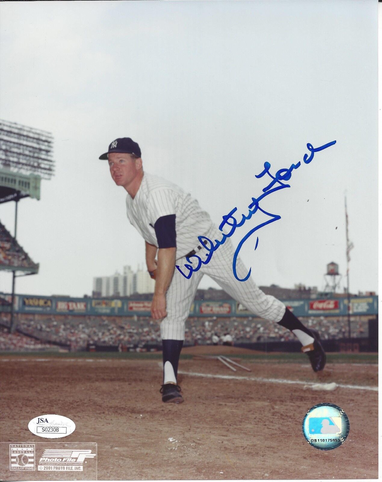 Whitey Ford New York Yankee Autographed  8X10 Color Photo JSA COA