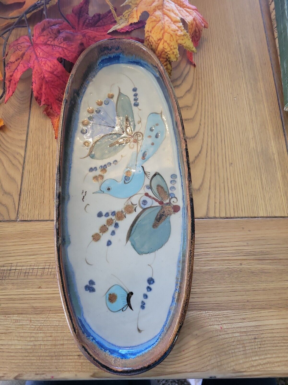 VTG Ken Edwards El Palomar Mexican Pottery Large Serving Platter 15” Blue Bird