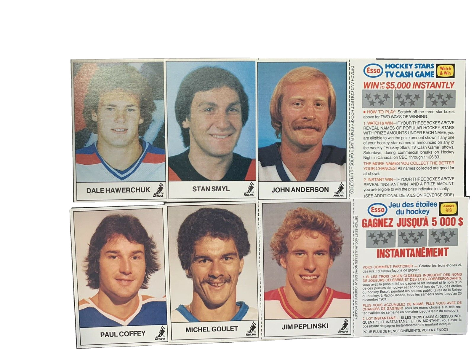 1983-84 ESSO Hockey Stars UNSCRATCHED Complete 21 Card Set TV Cash Game Insert