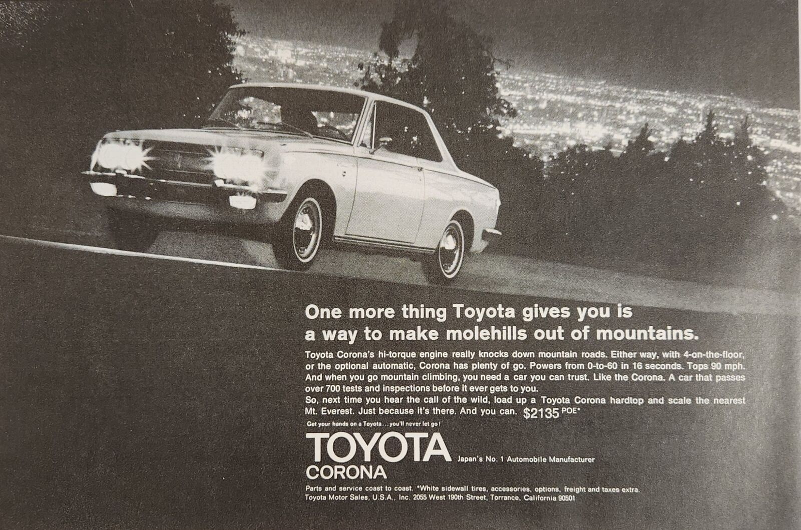1969 Print Ad Toyota Corona 2-Door Hardtop with Optional Automatic Transmission