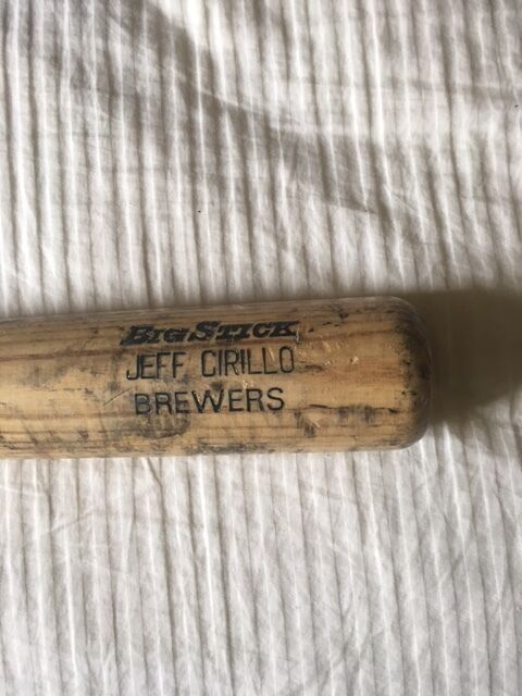 JEFF CRILLO Milwaukee Brewers Game Issued Cracked Bat