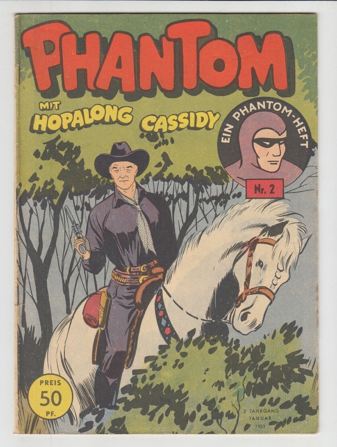 HOPALONG CASSIDY ~ THE PHANTOM #2 ~ 1953 RARE GERMAM COMIC
