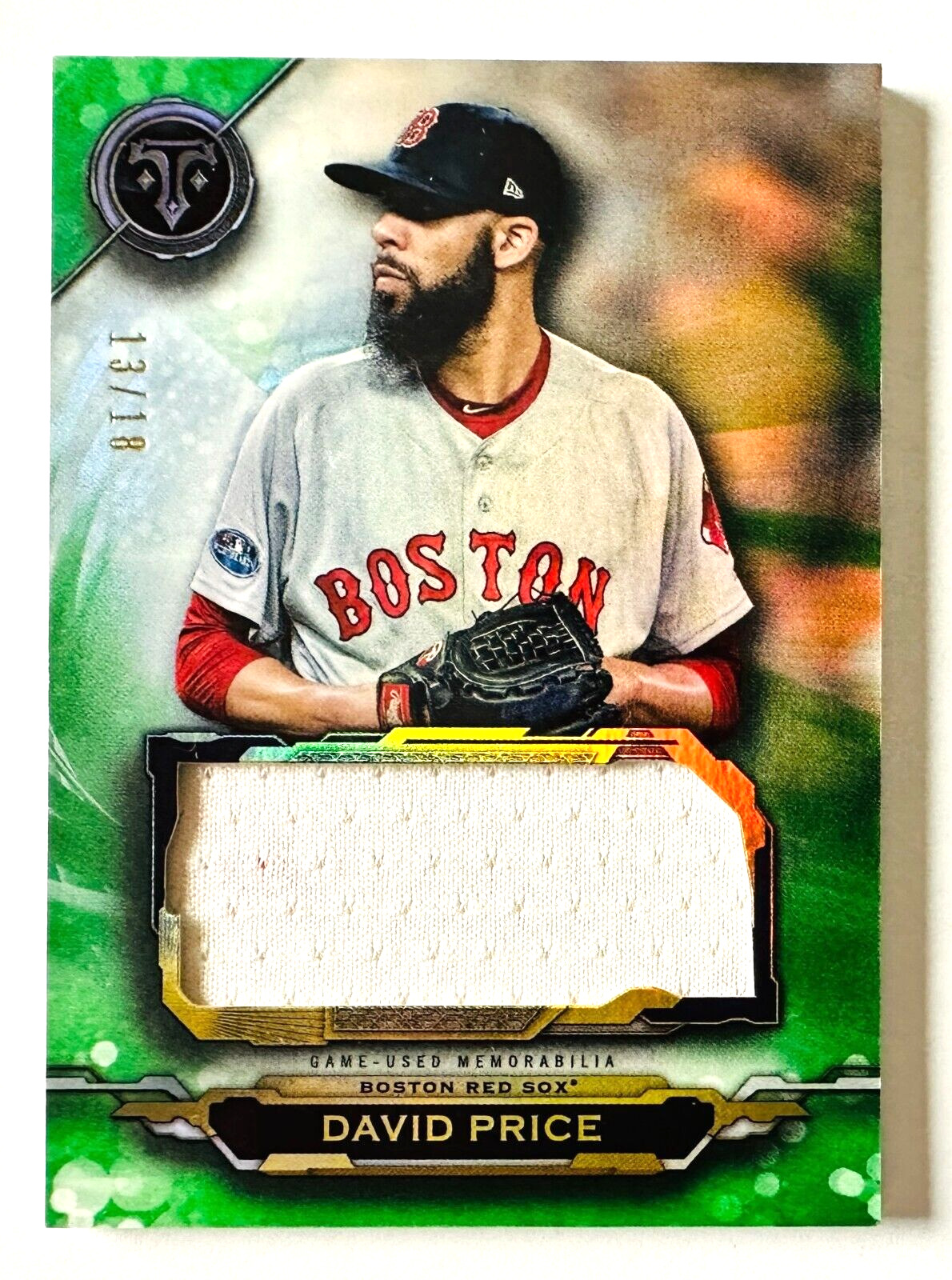 2019 Topps Triple Threads David Price Jersey Card GREEN SP #/18 Red Sox
