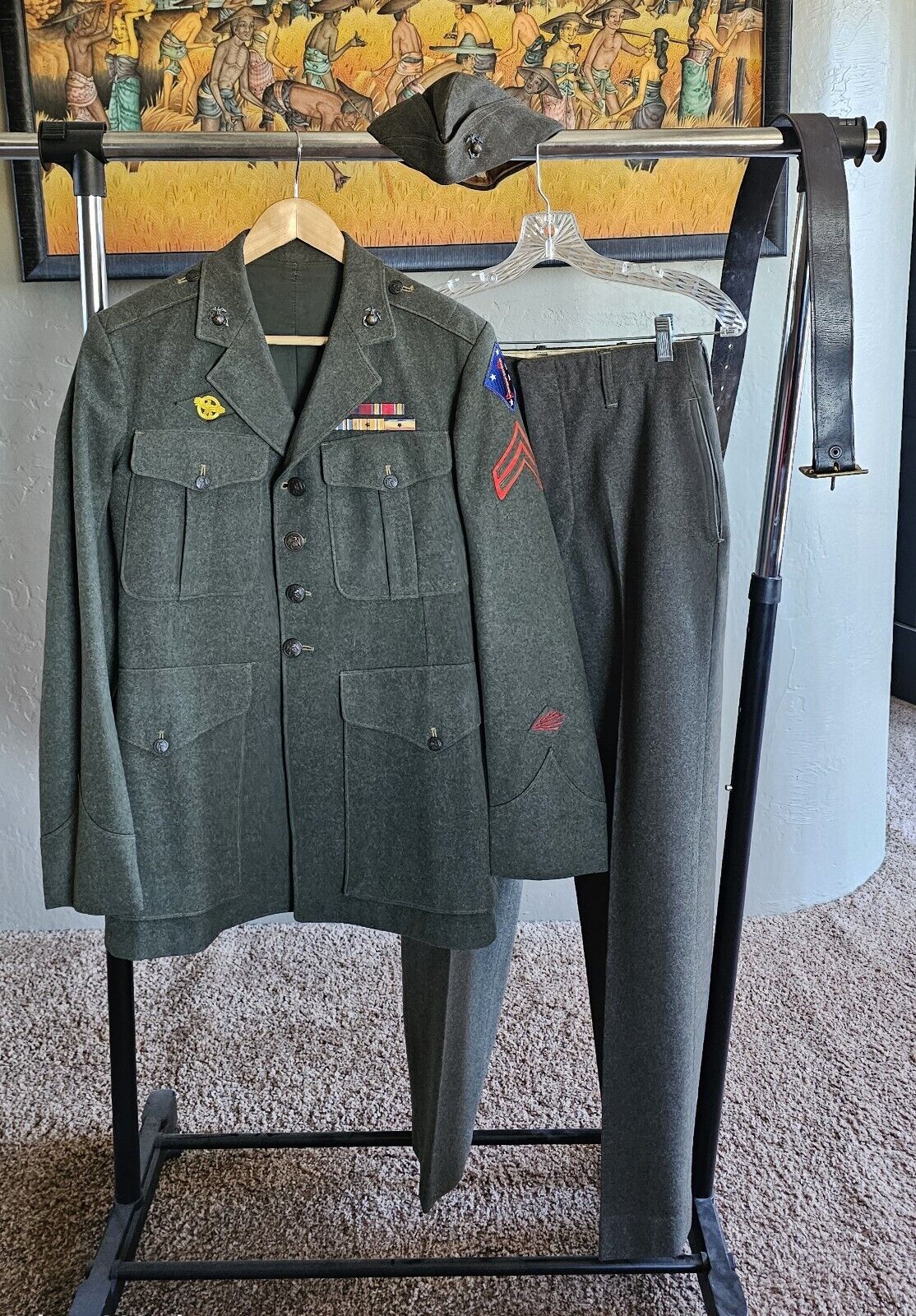 ORIGINAL WW2 WWII GUADALCANAL Uniform US MARINE 4Pc Set Named 1st Jacket Pant 