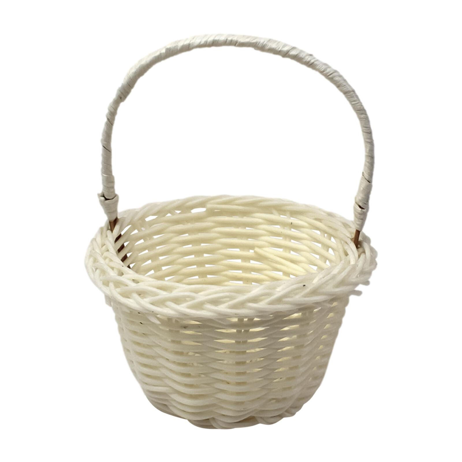Flower Girl Basket for Wedding Rattan Flower Basket w/ Handle Decorative Basket