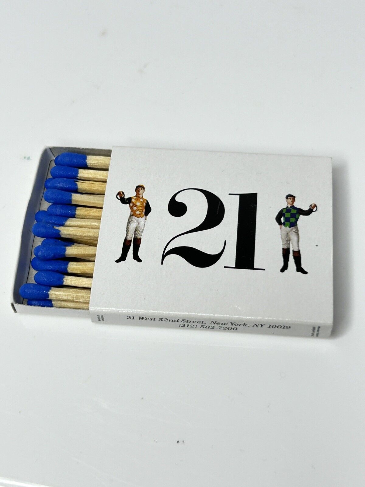 THE 21 CLUB  RESTAURANT NYC  Matchbox With Wooden Blue Matches Full Unstruck