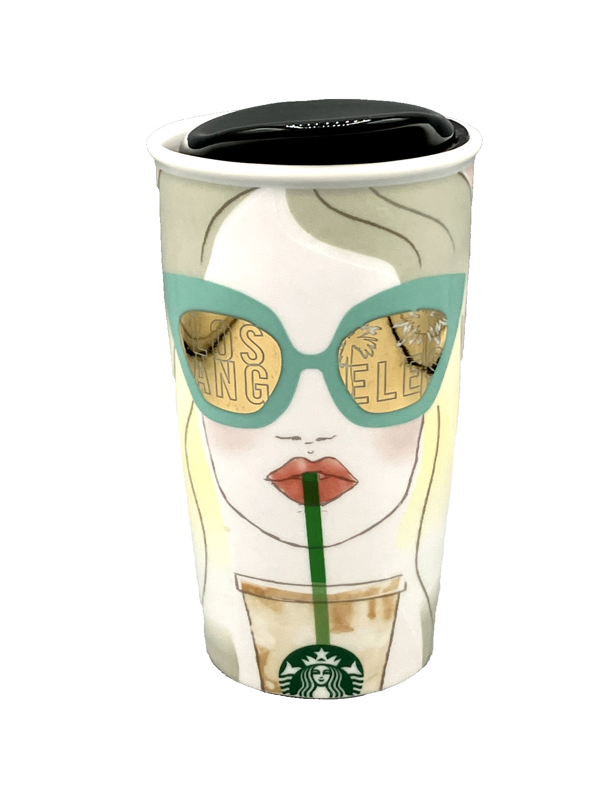 Starbucks Ceramic Travel Coffee Mug Tumbler 2016 - Los Angeles California  12 oz