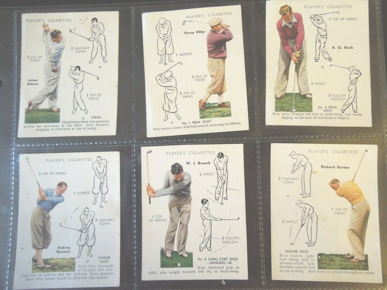 1939 Player GOLF golfing & how to play strokes set 25 cards Tobacco Cigarette  