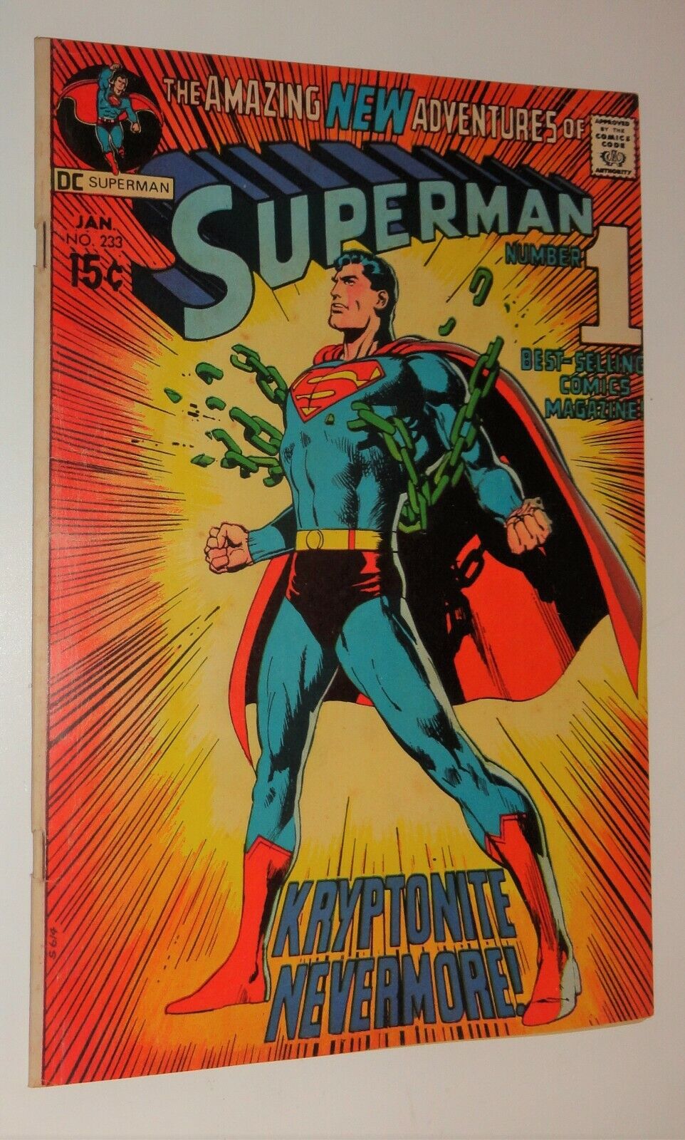 SUPER-MAN #233 CLASSIC NEAL ADAMS KRYPTONITE COVER 1971 NICE MID GRADE
