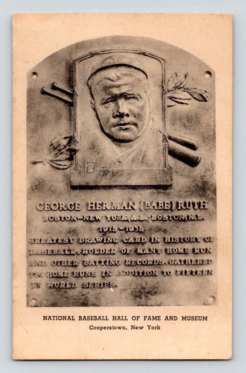 1945. BABE RUTH ALBERTYPE. HALL OF FAME, EXCELLENT. BASEBALL POSTCARD. HH20