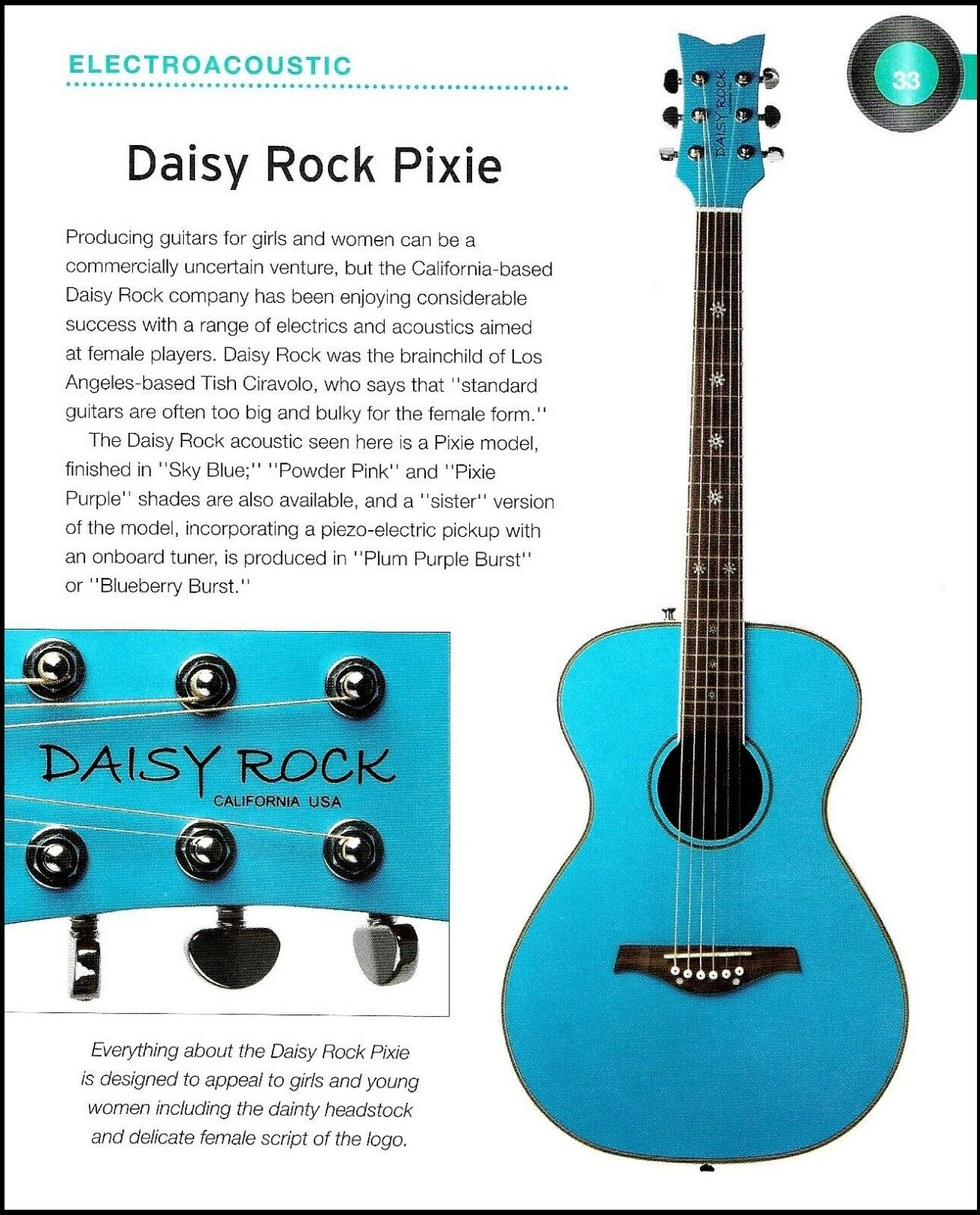 Daisy Rock E/A Pixie & Heartbreaker Bass guitar 6 x 8 history article
