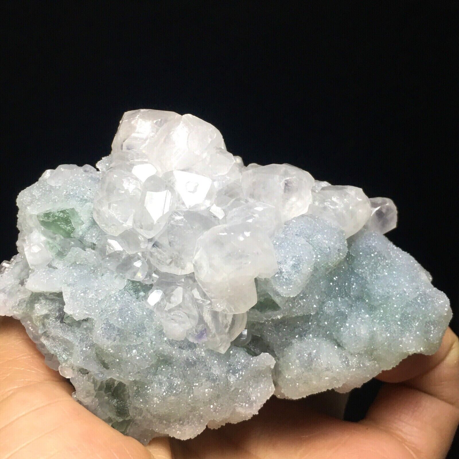 232g Superb Natural Diamond Fluorescent Calcite Crystal Cluster Mineral Specimen