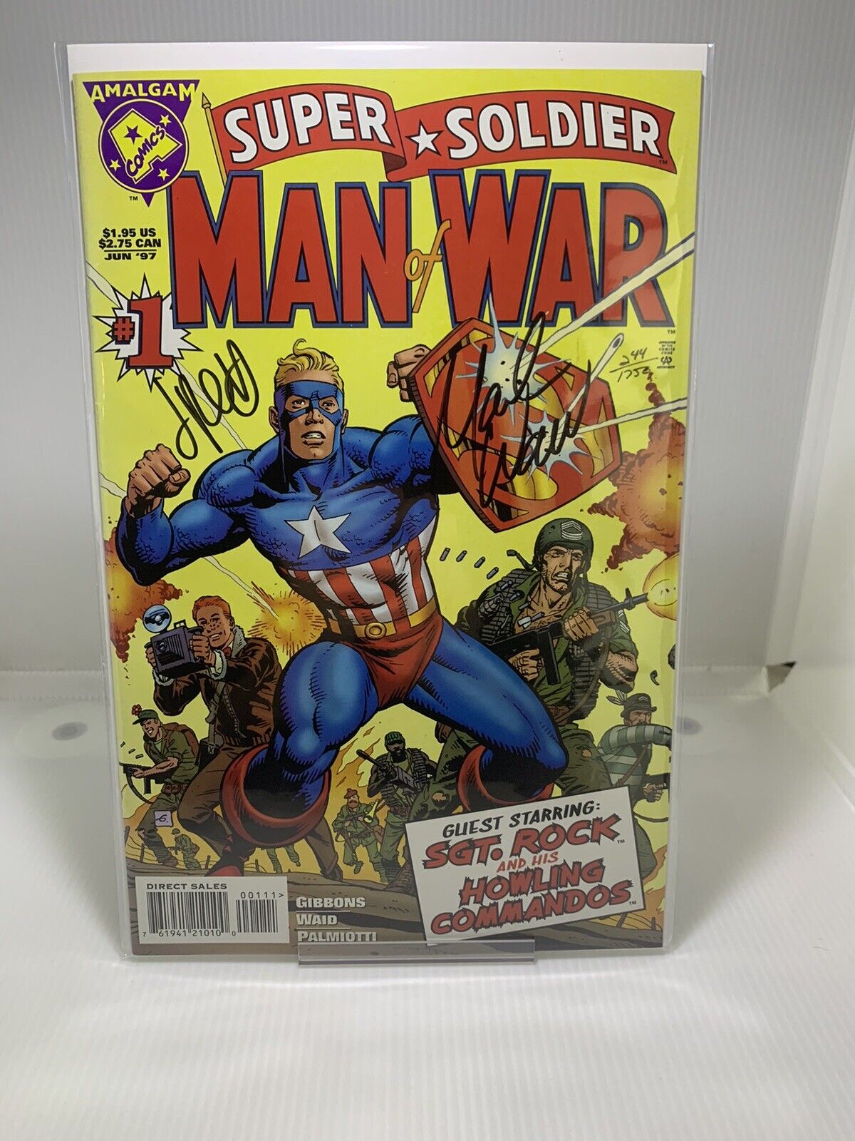 Super Soldier: Man of War #1 1997 Signed By Mark Waid And Jimmy Palmiotti ￼￼