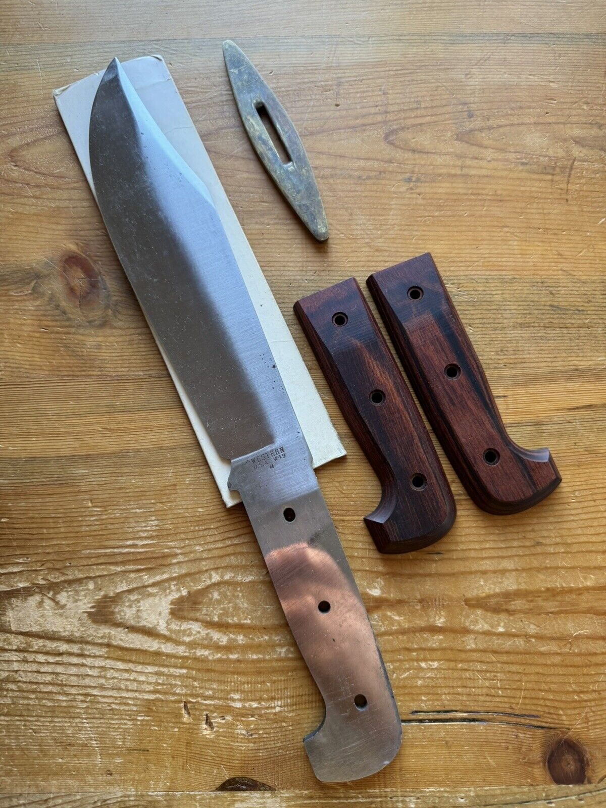 NOS Vntg Western W49 Bowie Kit - Blade, Guard And Handle Scales 