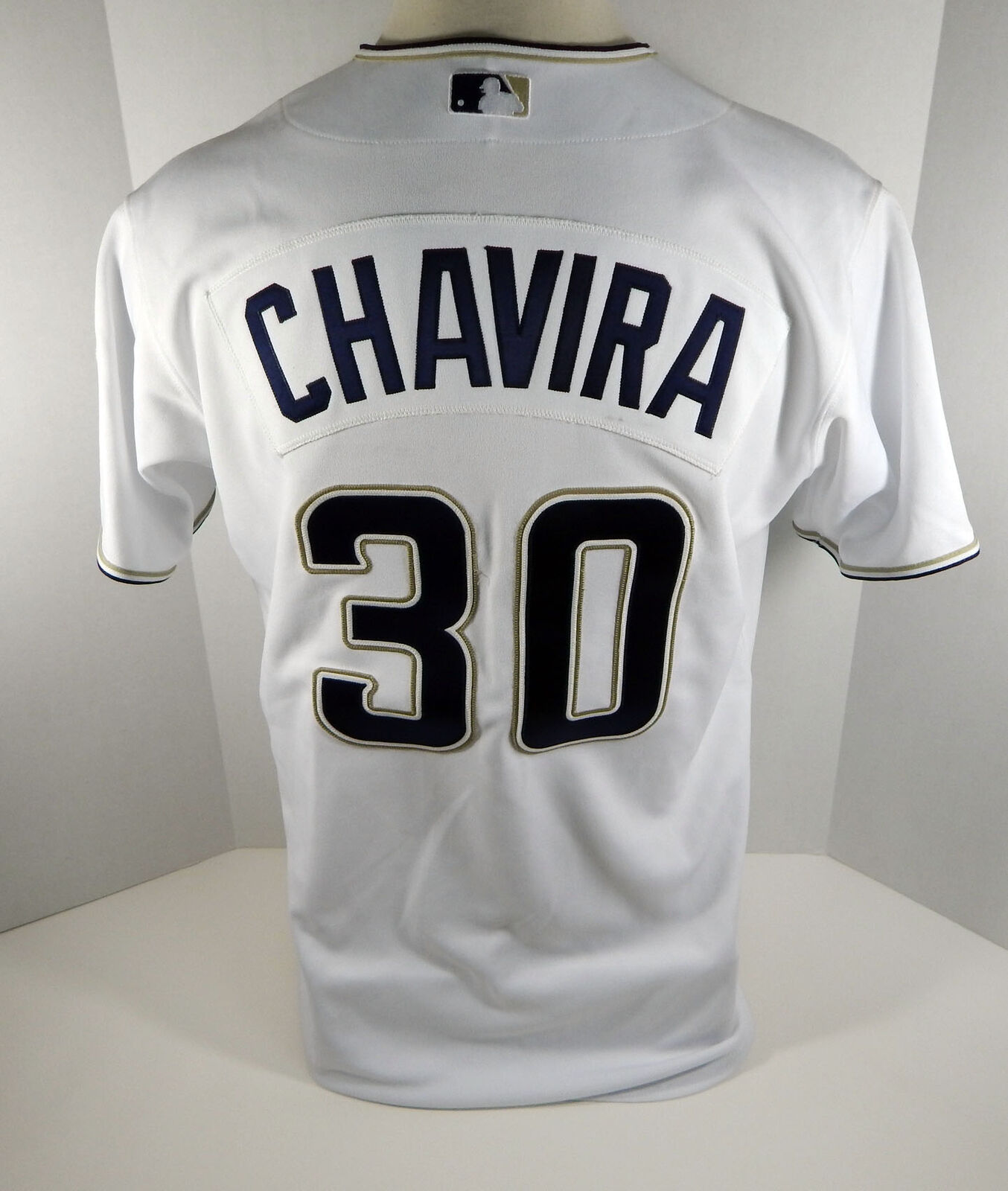 San Diego Padres Chavira #30 Game Issued White Jersey