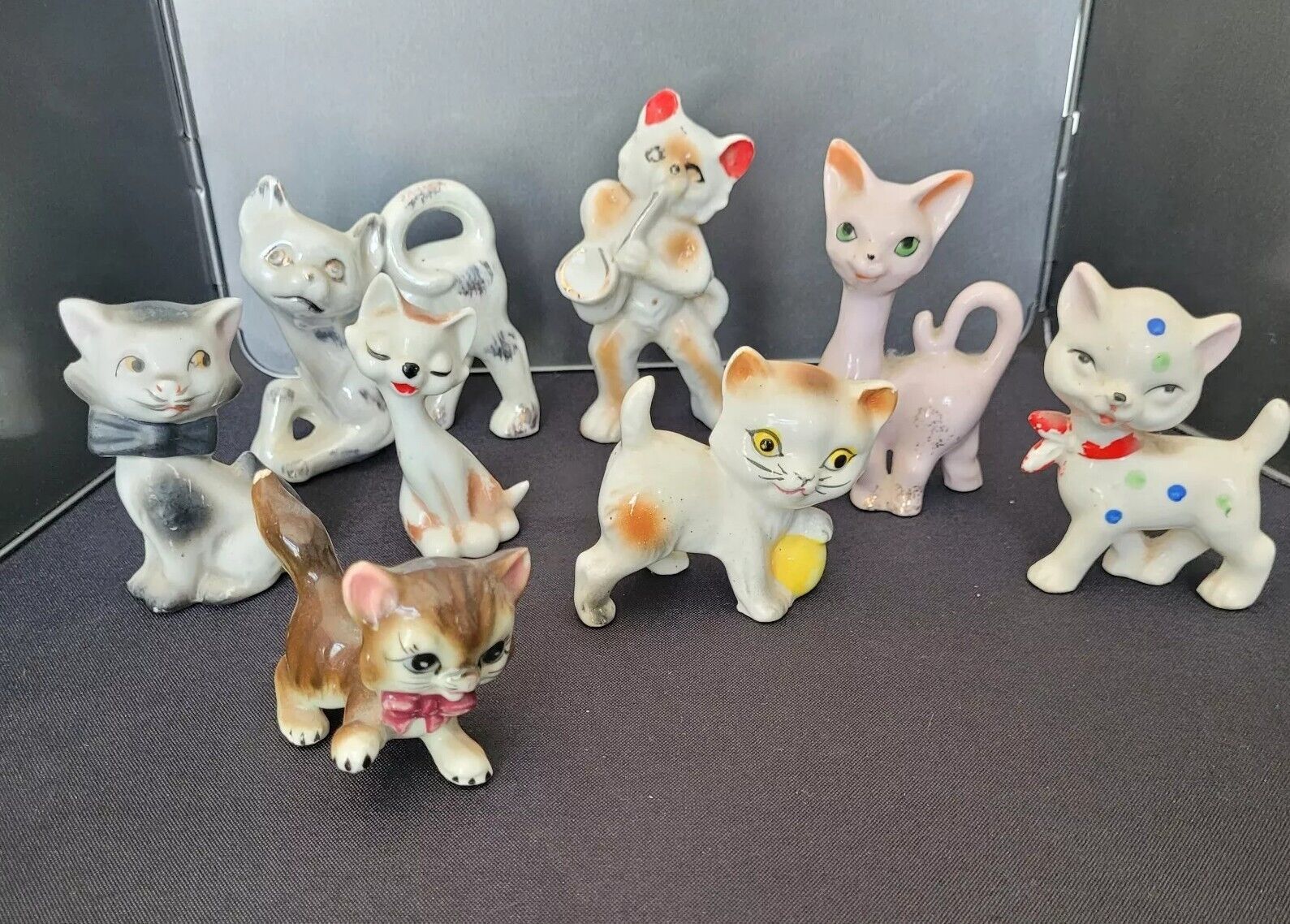 Lot Of 8 Vintage Kitty Cat Figurines Japan Mcm