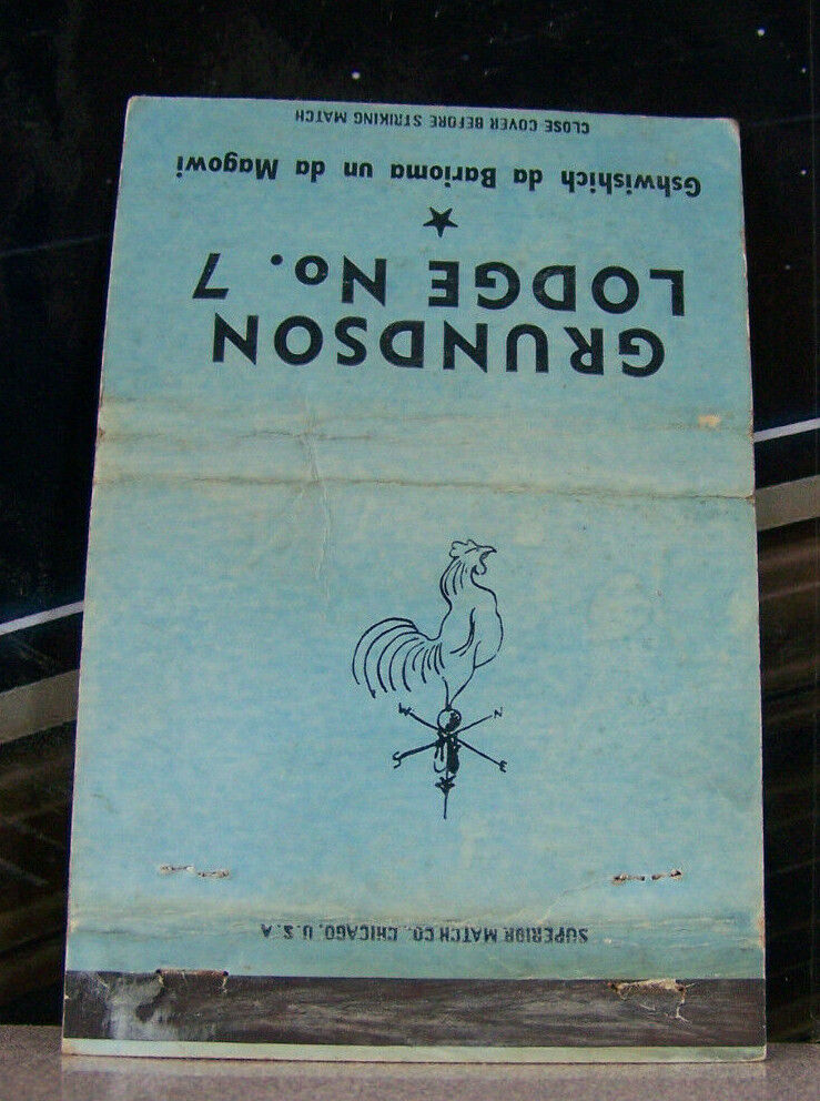 Vintage Matchbook Cover B11 Intenational Chicken Weather Vane Grundson Lodge 7
