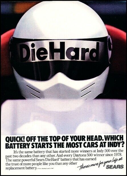 1987 Sears Die Hard Battery Daytona Race Advertisement Print Art  Car Ad J713C