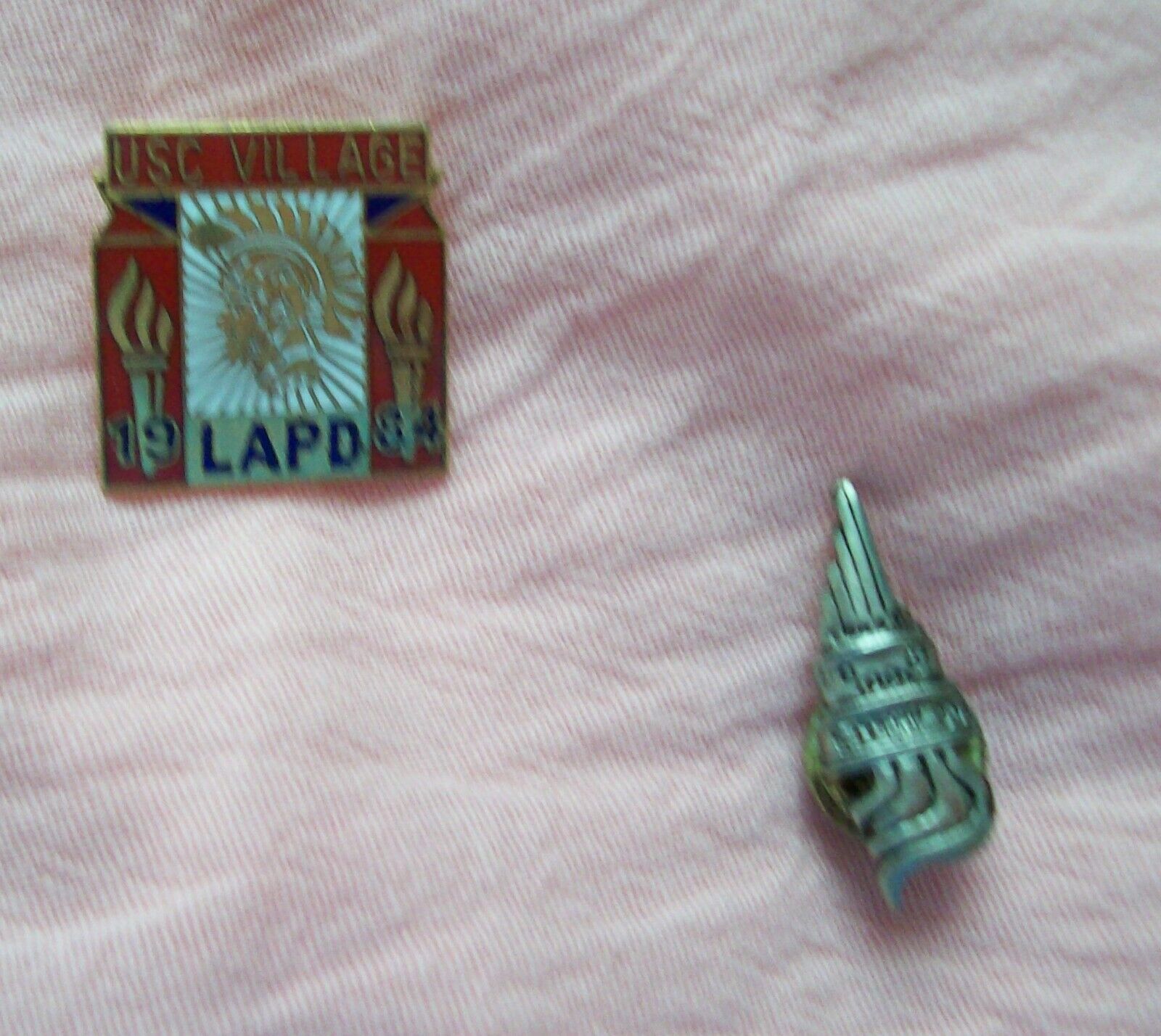 LAPD PIN AND TORCH PIN FROM 1984 OLYMPICS