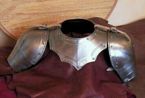Medieval Set pair of pauldrons with gorget steel larp Armor Cosplay Costume