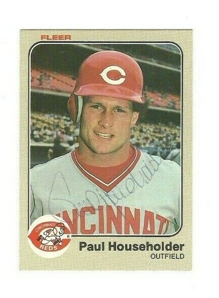 Paul Householder 1983 Fleer authentic autographed card Reds