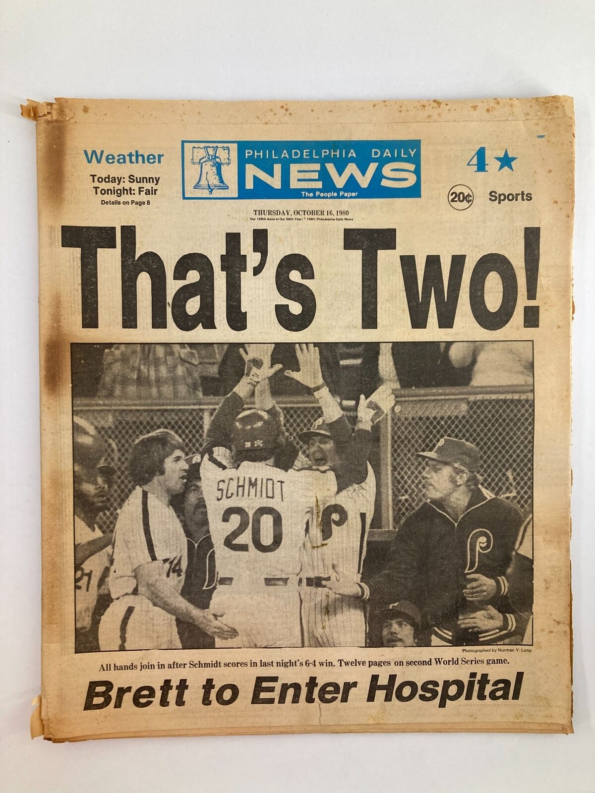 Philadelphia Daily News Tabloid October 16 1980 Mike Schmidt & George Brett