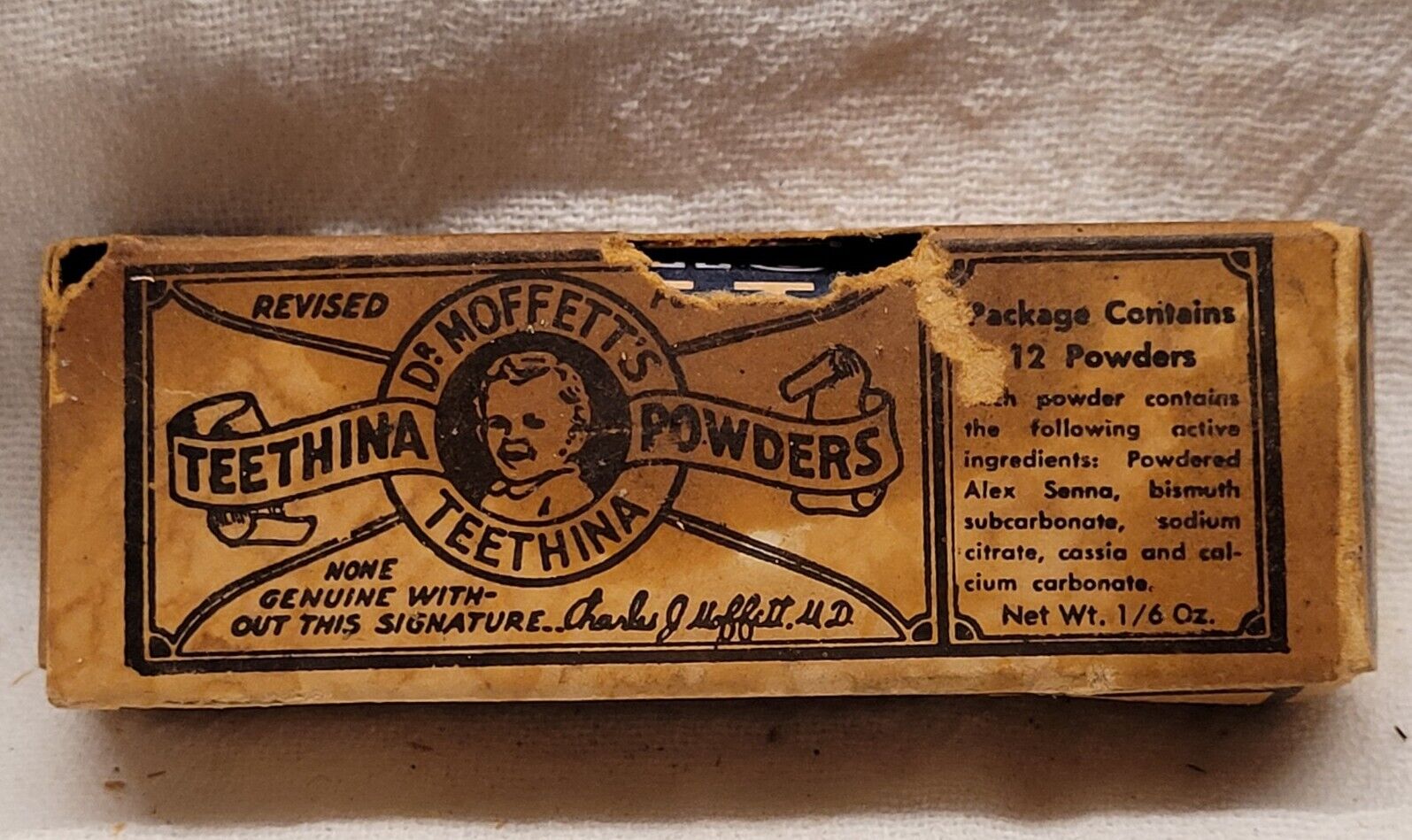 OLD DR. MOFFETT\'S TEETHINA POWDERS BOX ALL ORIGINAL AWESOME GRAPHICS w PHAMPLET 