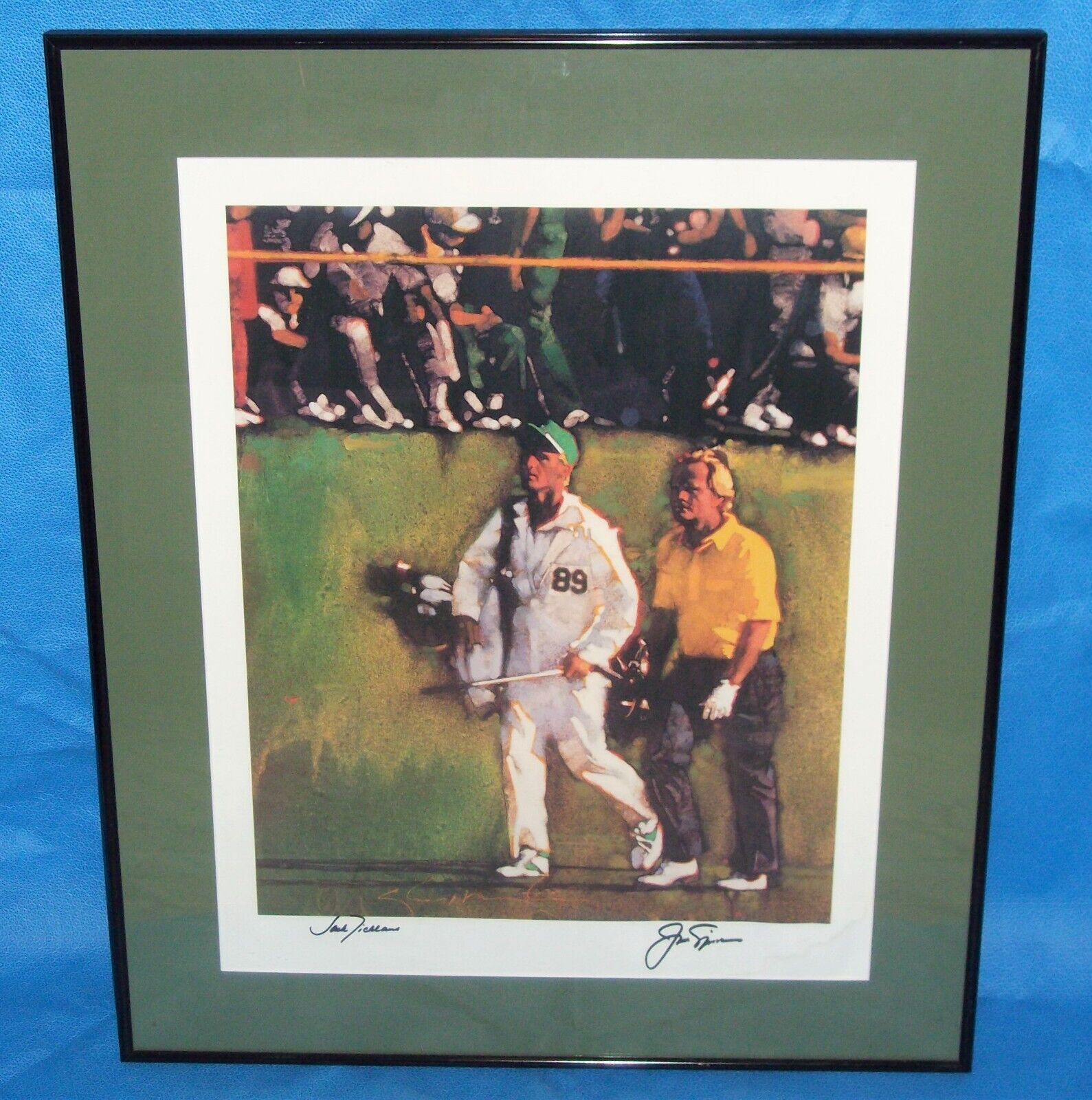 Jack Nicklaus & Jackie Nicklaus Signed & Framed Watercolor Print 1986 Masters