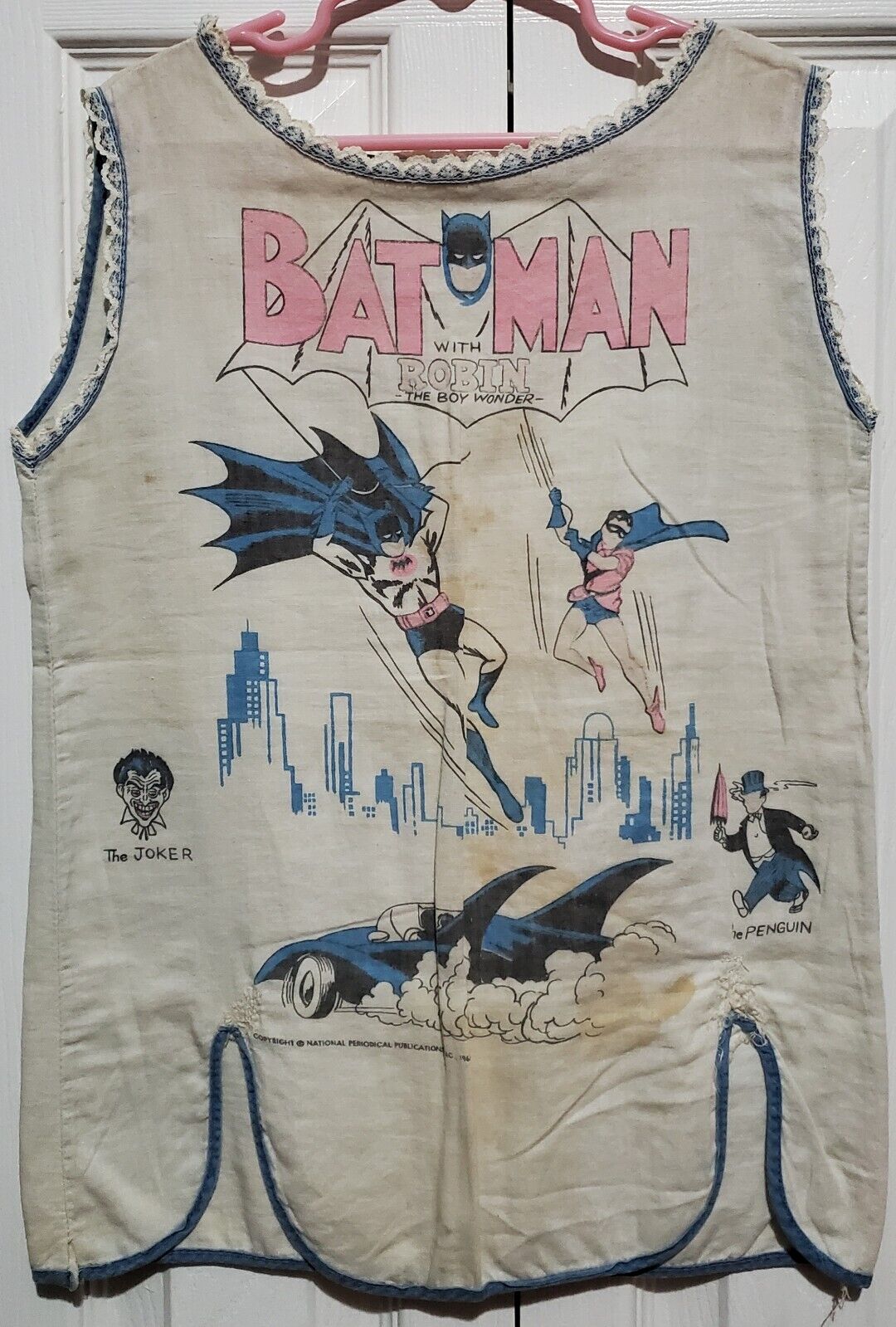RARE Original 1966 BATMAN & ROBIN Childs Dress Nightgown Clothing Union USA Girl