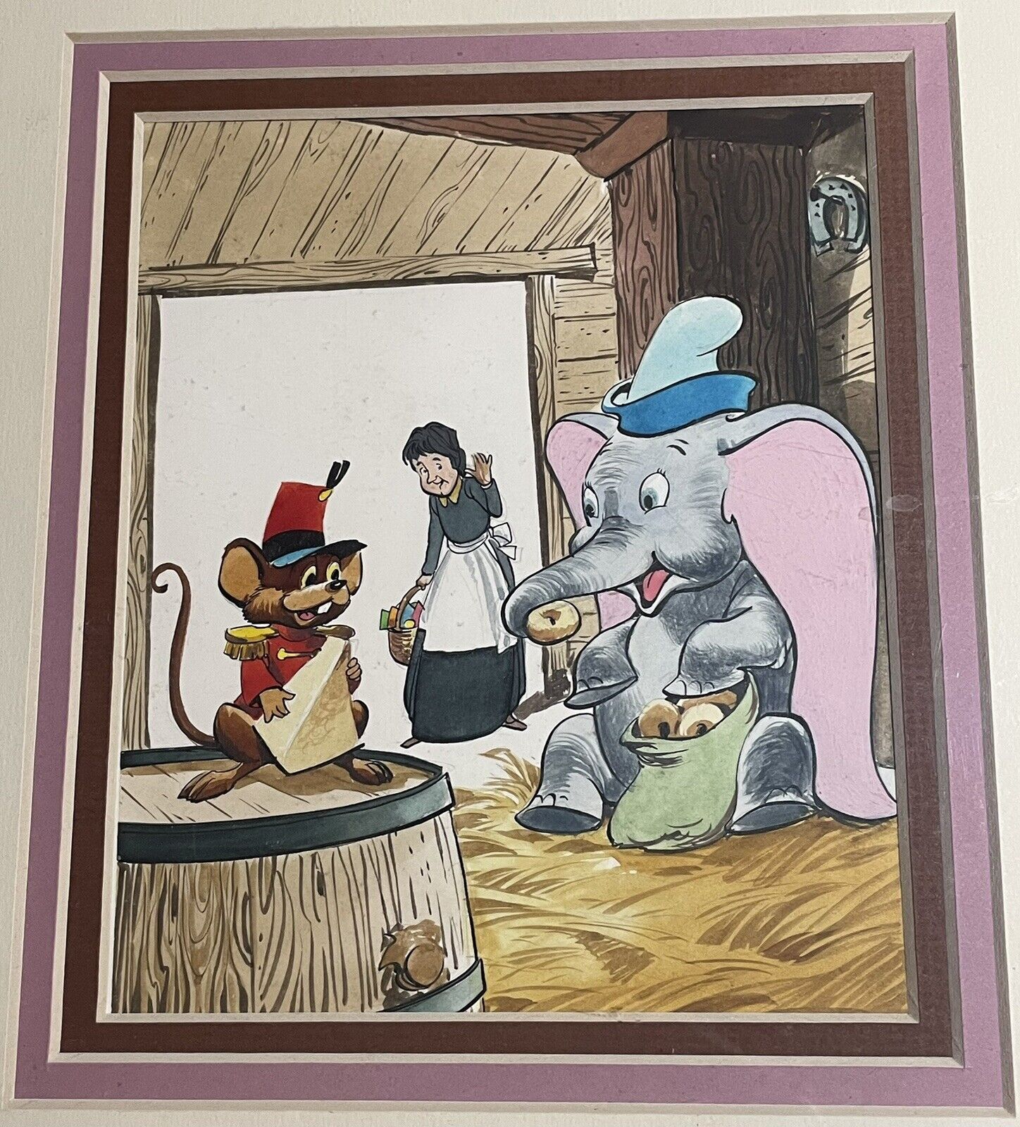 Disneyland Magazine Original Watercolor Painting of Dumbo and Timothy 1975