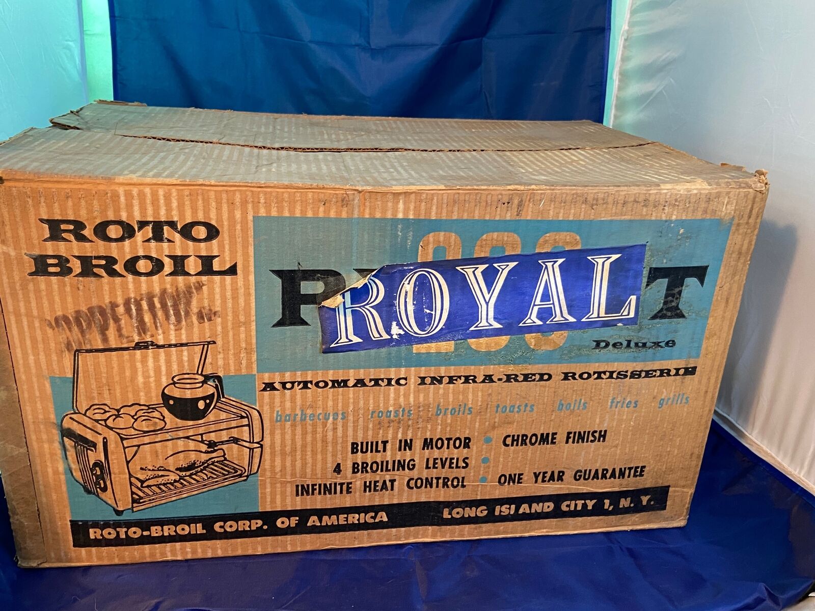 1950\'s Roto-Broil Royal 400 Rotisserie Deluxe Open Original Box Instructions