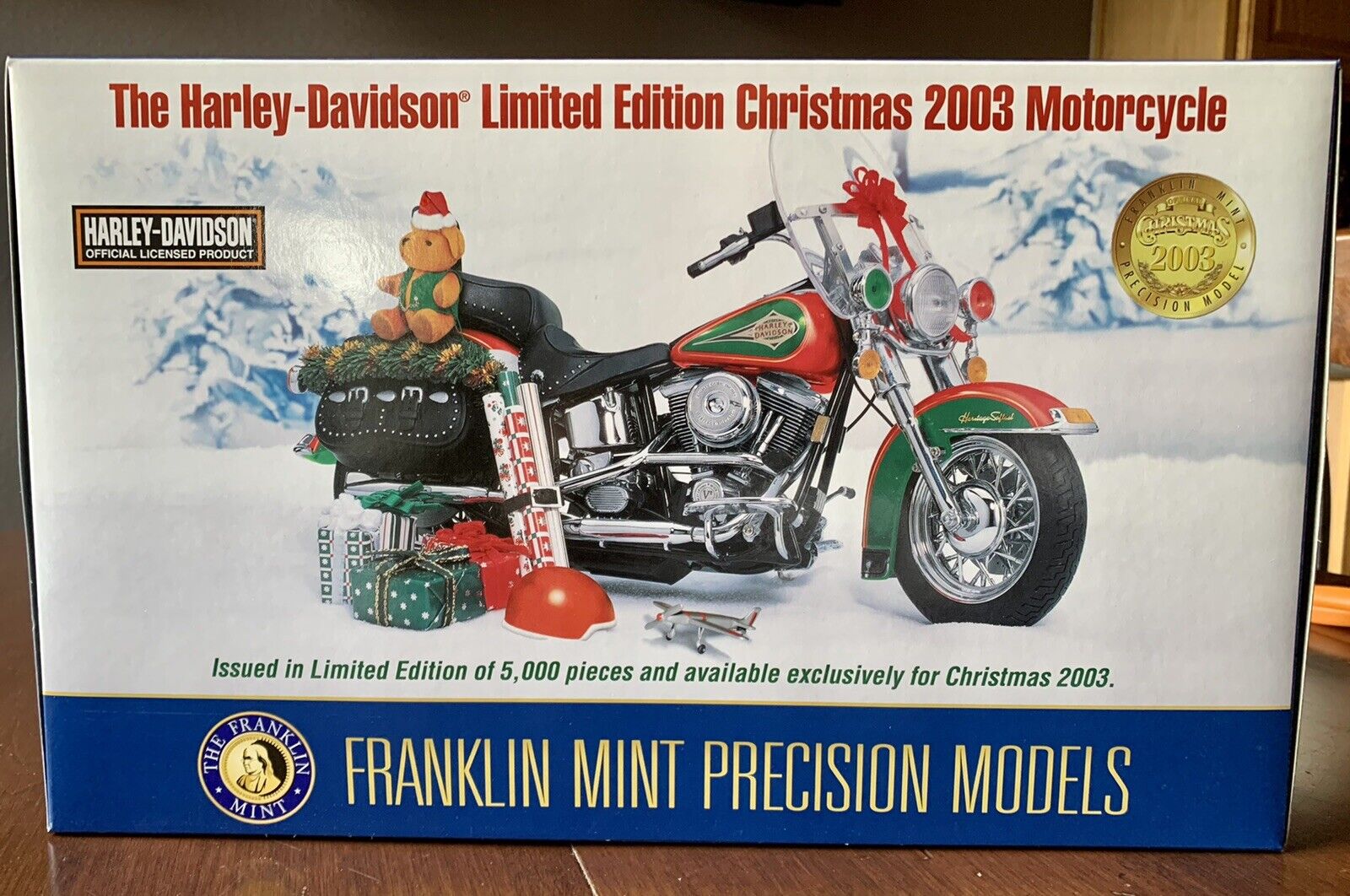 Franklin Mint 1:10 Harley Davidson LTD Christmas 2003 Motorcycle NRFB NEW COA