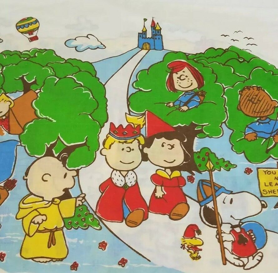 Peanuts Childs Drapery Panels/Bedspread/Sheet/Pillowcase VTG/1972 SNOOPY/CHARLIE