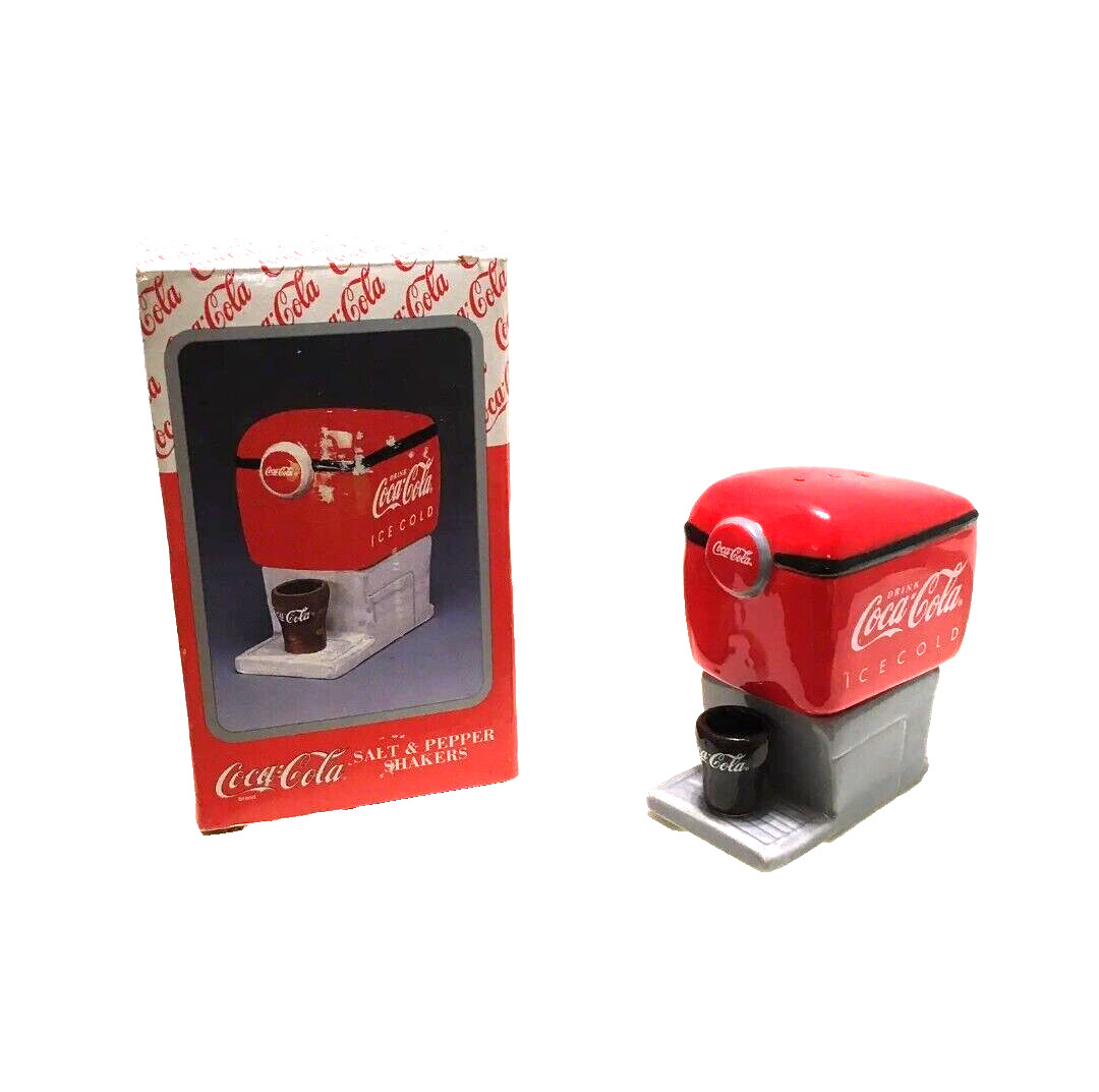 Coca Cola Salt and Pepper Shakers Ceramic Enesco 1997 New in Box #270105 NOS