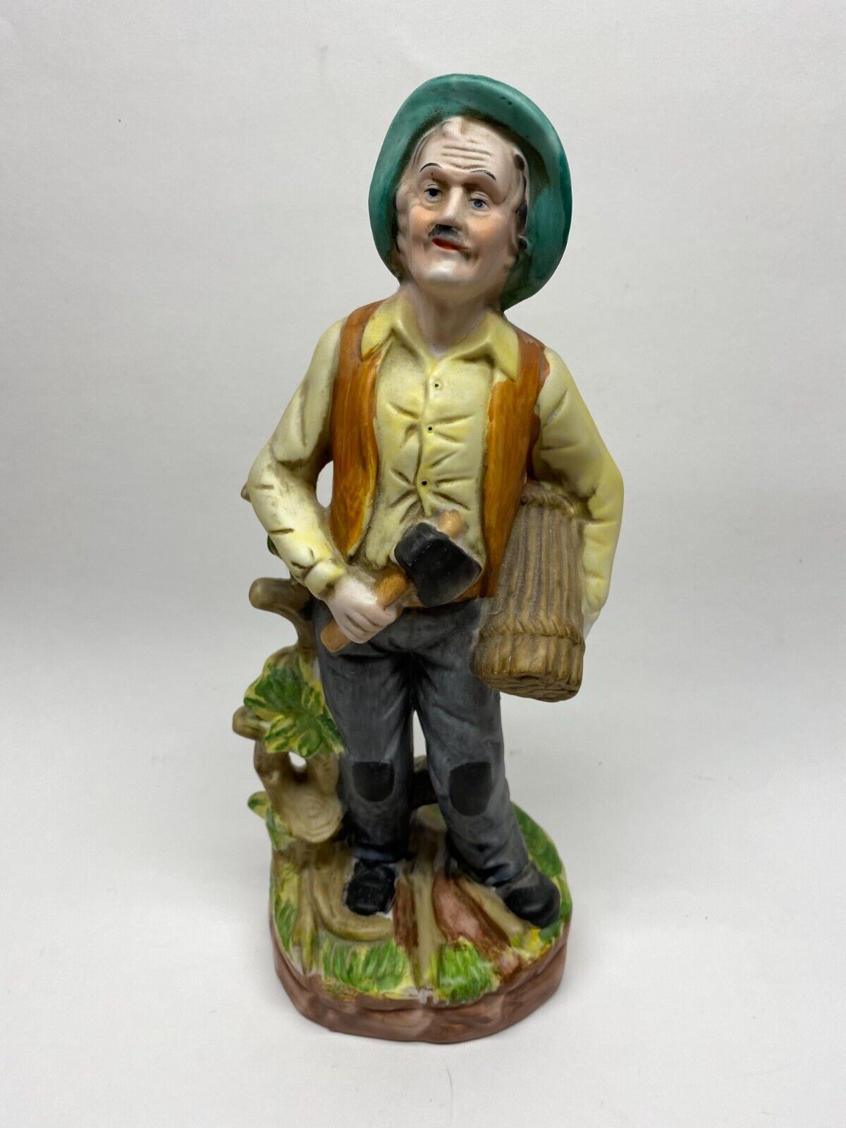 Vtg LeCroy Old Man Collecting Wood Porcelain Bisque Decorative Figurine