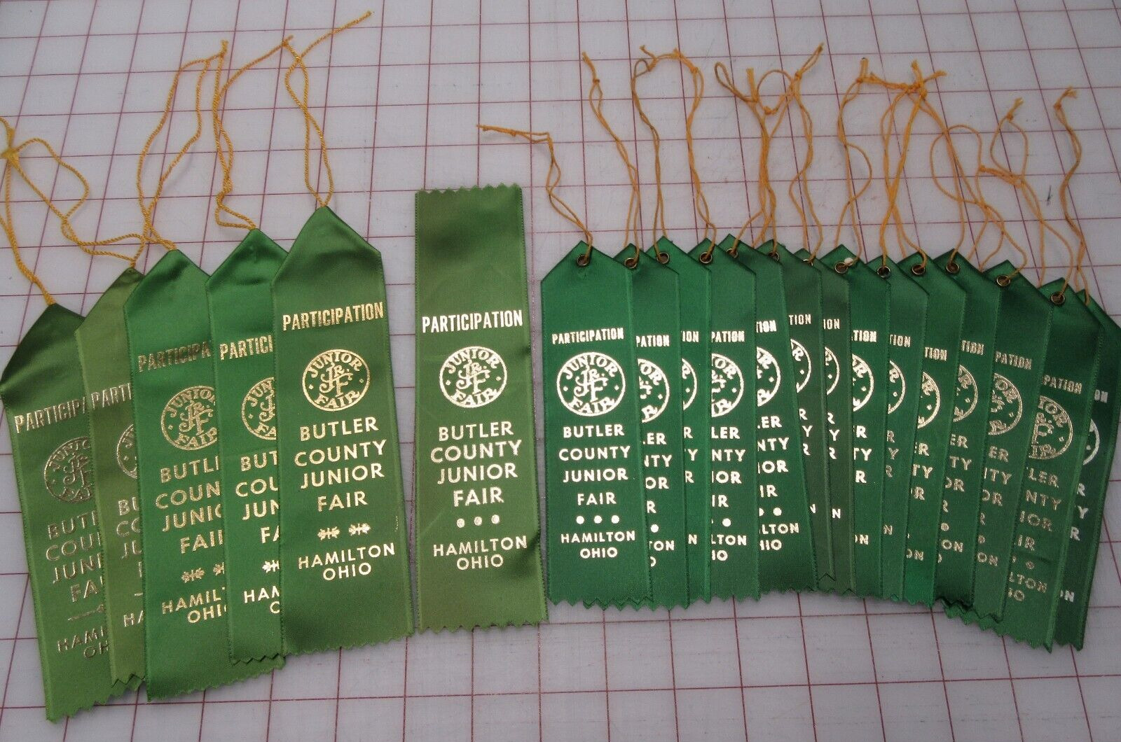 Fair Participation Ribbons-Lot of 20 from Butler County Junior Fair-Hamilton, OH