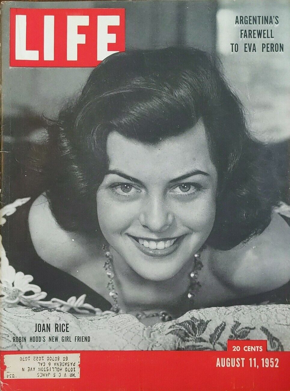 August 11, 1952 Joan Rice Life Magazine **COVER SHEET ONLY**