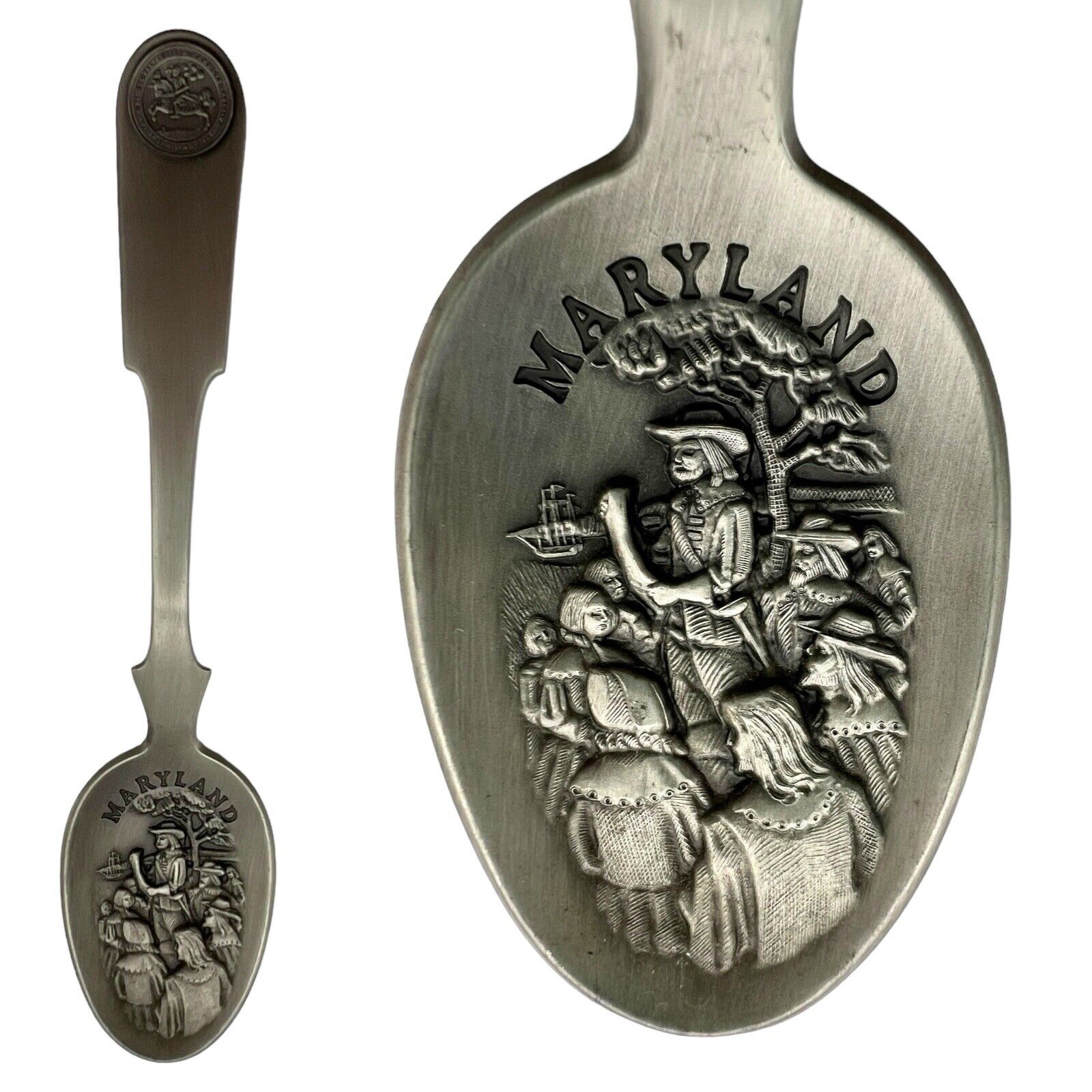 VTG 1975 Franklin Mint American Colonies Decorative Spoon MARYLAND Pewter