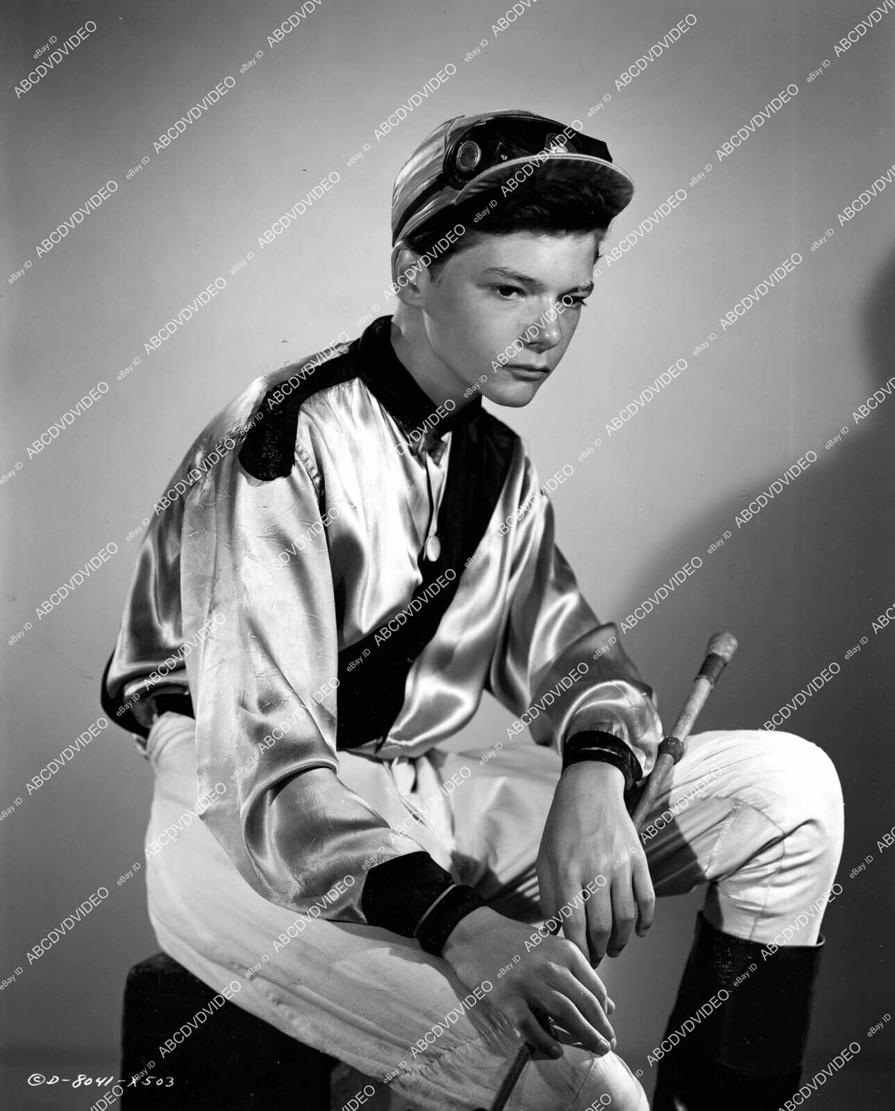 crp-41721 1952 child star Johnny Stewart as a jockey film Boots Malone crp-41721