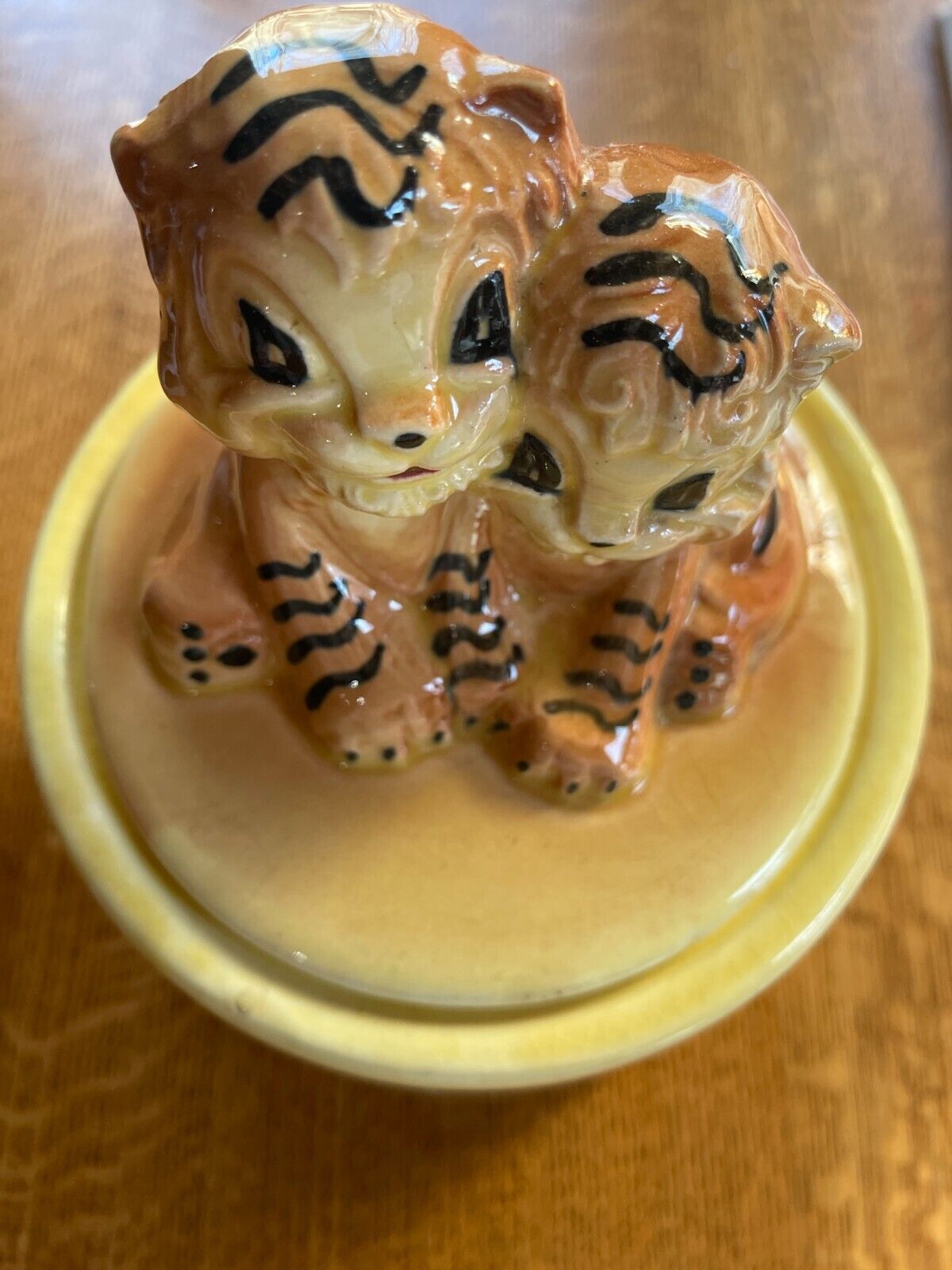 $30 OFF, Very RARE R.R.P.Co Roseville, Ohio “Tiger Cubs” Cookie Jar, Vintage