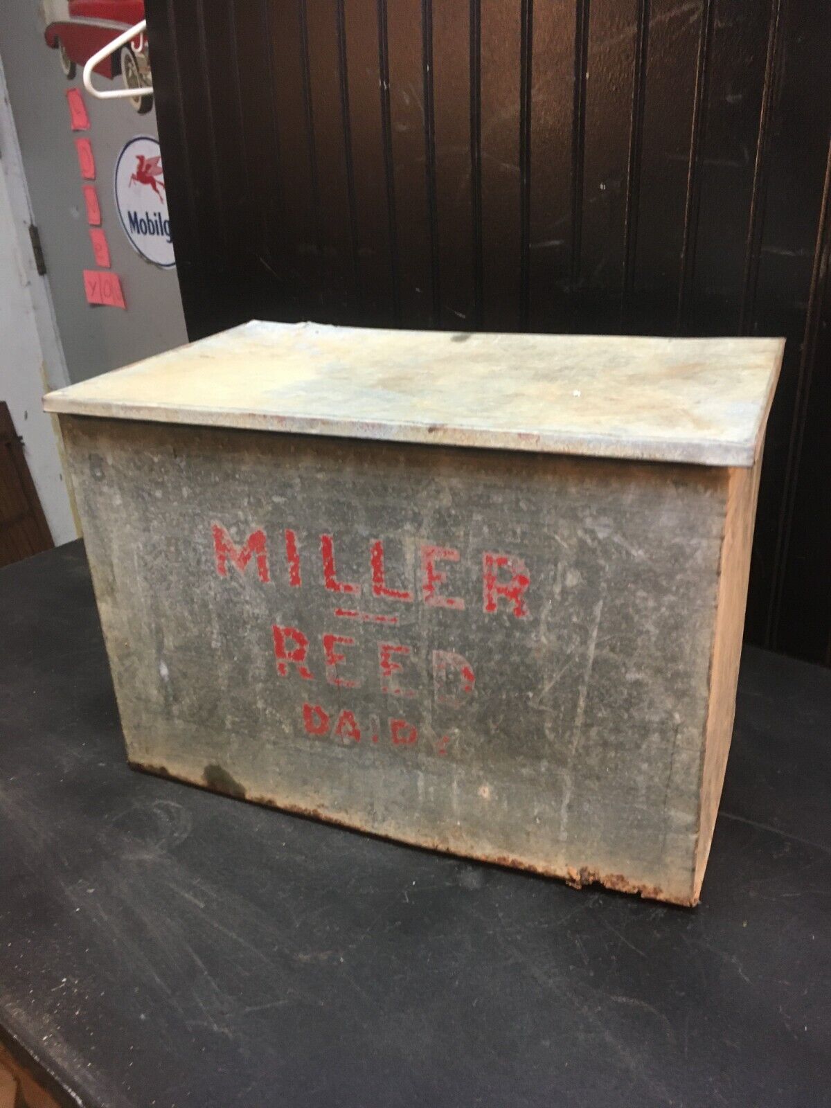 Vintage Millers Dairy Galvanized Metal Porch Milk Box 11in tall x 16in x 9in