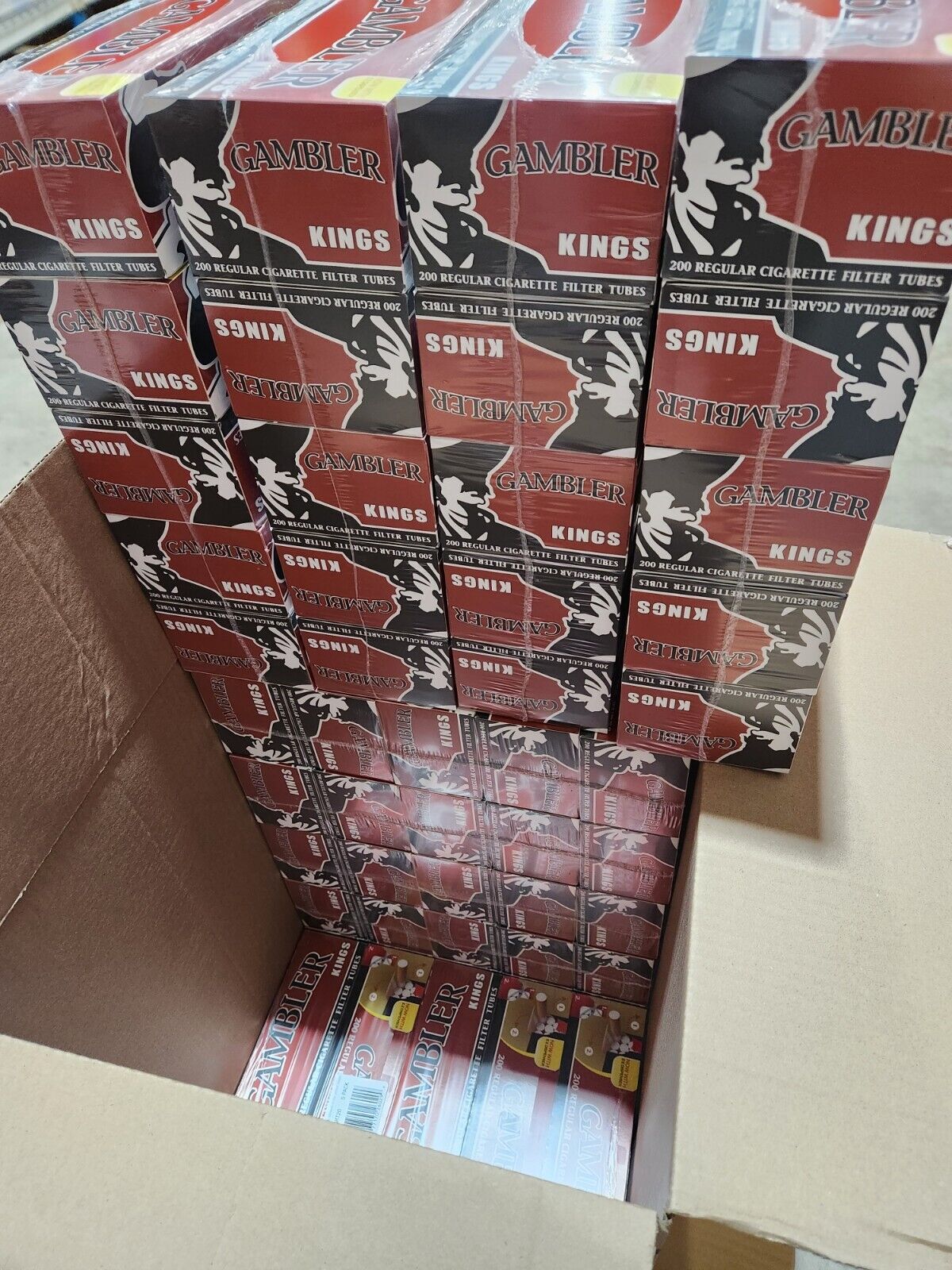 Gambler/ Regular King/ 200 Cigarette Tubes In Each Box/ 50 Boxes (Whole Case)