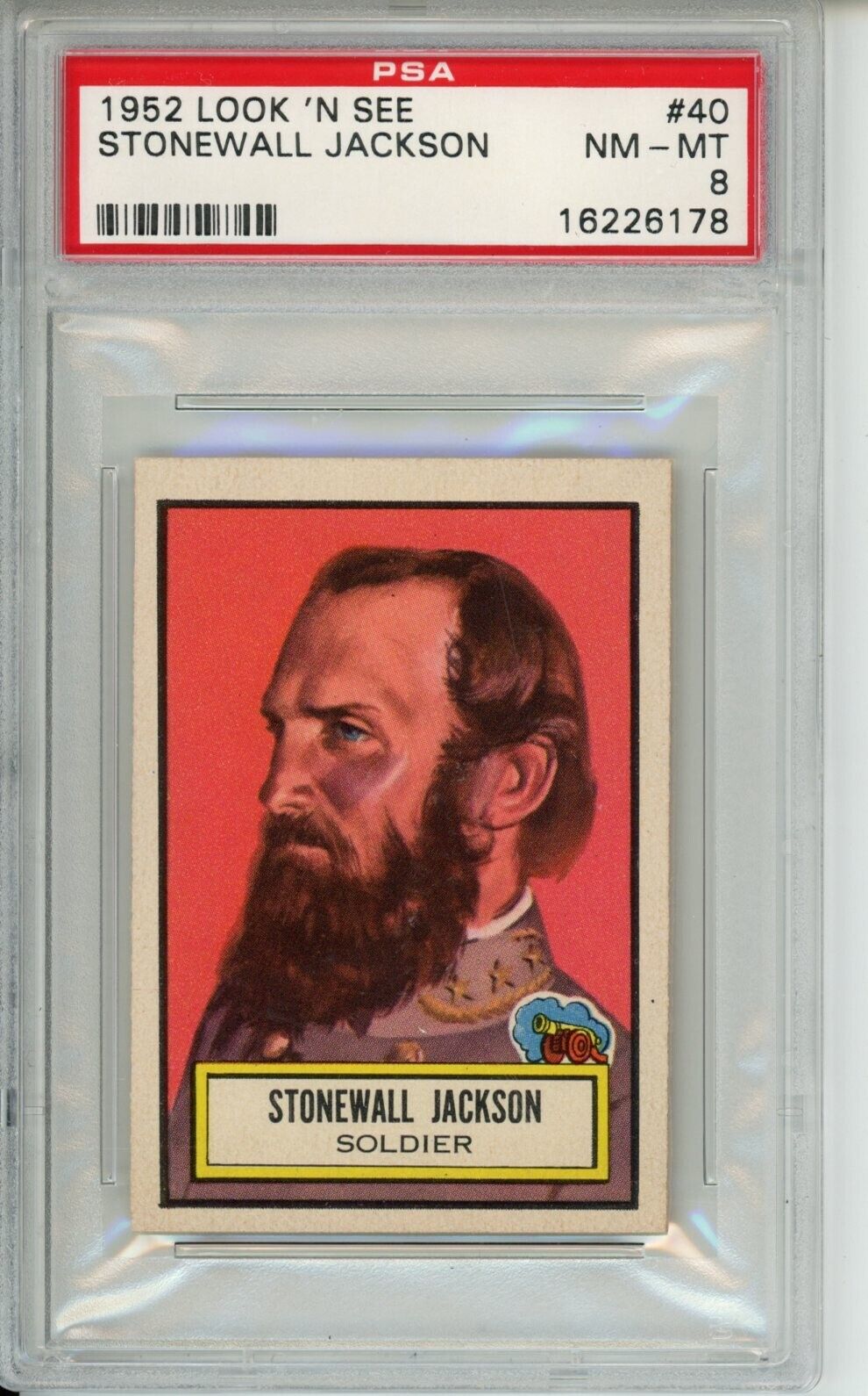 1952 Topps Look 'N See   Stonewall Jackson  #40 PSA 8 Pop 37 Low Population