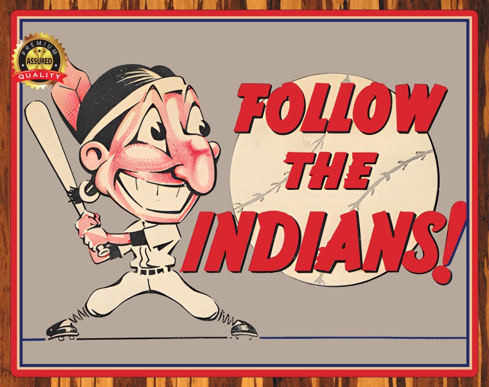 Cleveland Indians - Chief Wahoo - Follow The Indians - Metal Sign 11 x 14