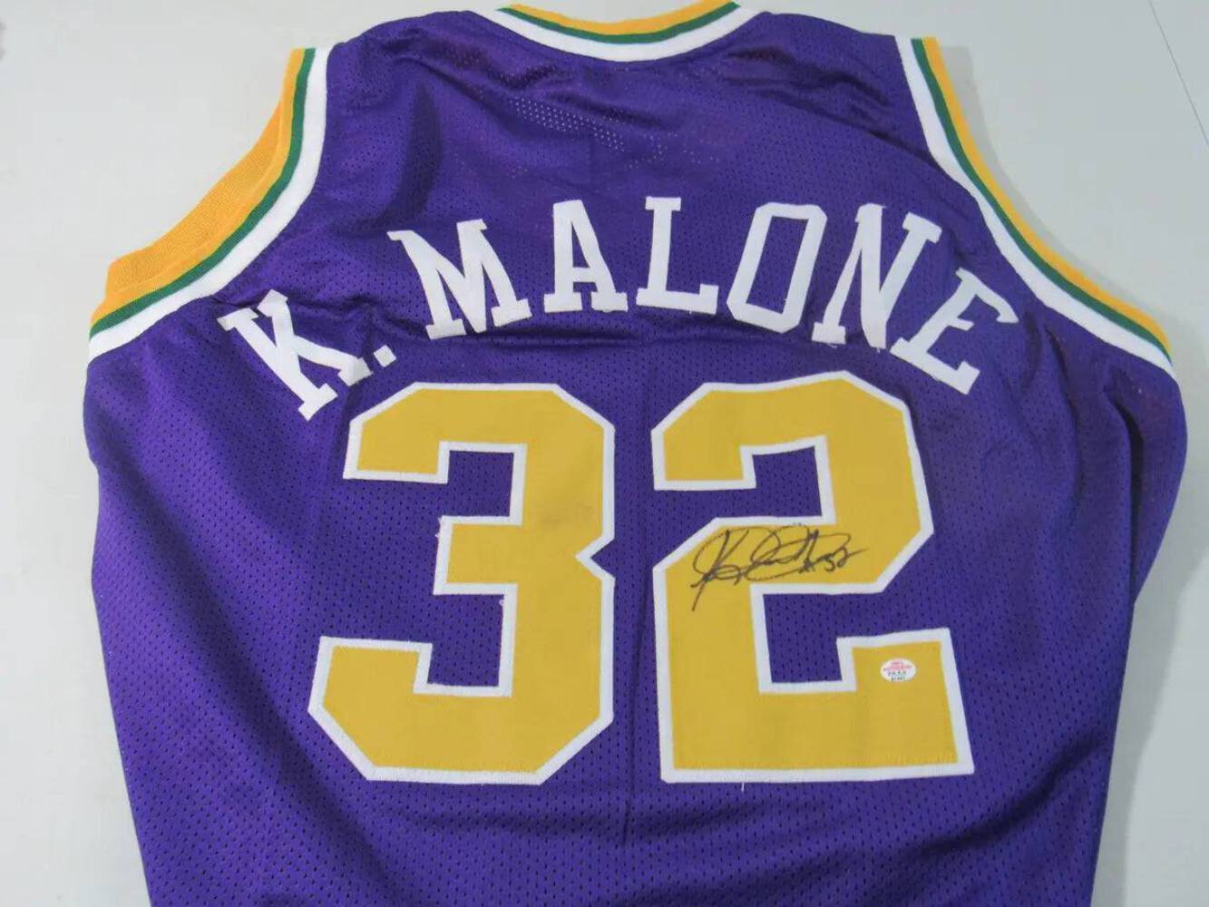 Karl Malone of the Utah Jazz signed autographed basketball jersey PAAS COA 447